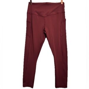 A Core Burnt Orange High Waisted Cropped Athletic Leggings with Pockets Size L